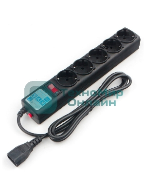 Сетевой фильтр Power Cube SPG5-В1 PC 0,5 м, 5 р, черный 10А, UPS(C14), SPG5-В1