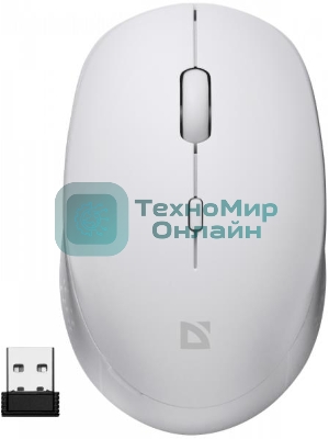 Мышь беспроводная Defender Auris MB-027 белый, 1600 dpi, радиоканал, USB, кнопки - 4
