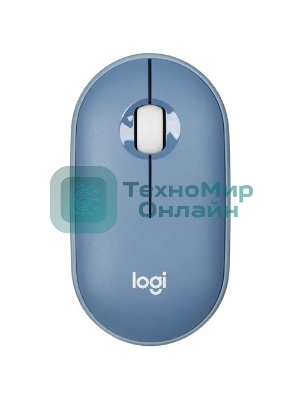 Мышь беспроводная Logitech Pebble M350 синий, 1000 dpi, радиоканал, Bluetooth, USB, кнопки - 3