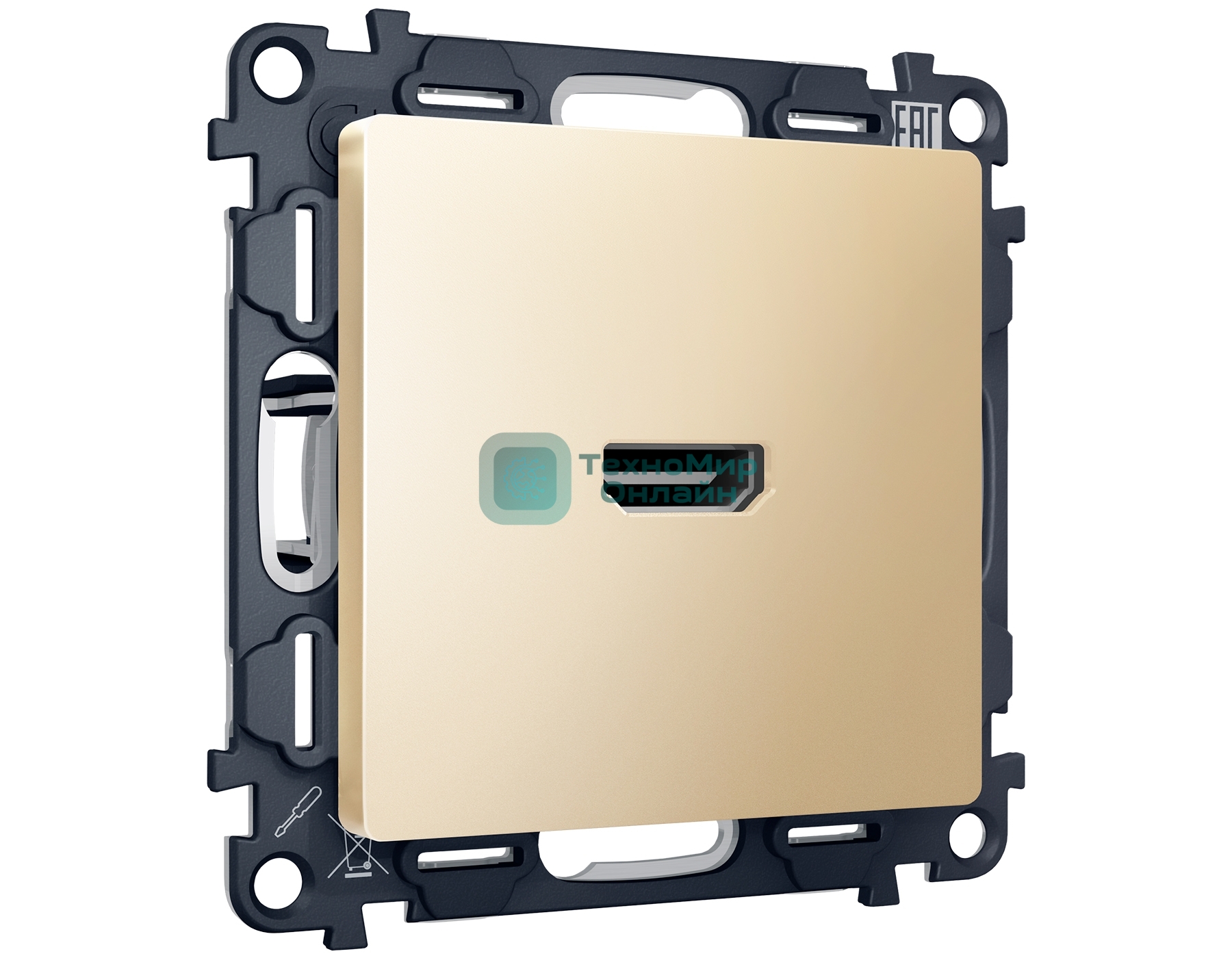 Комплект механизма розетки HDMI 2.0 ALFA Шампань 40V/500mA 2.0GHz 5-18Gbit/s QUANT (AP6140, VM222) MA614010