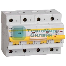Выключатель автоматический модульный 4п C 80А 10кА ВА47-100 IEK MVA40-4-080-C
