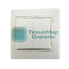 Выключатель 2-кл. СП Мира проходн. крем./крем. Lezard 701-0303-106