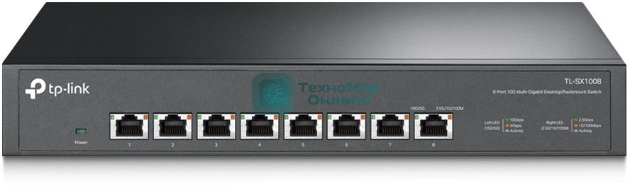 Коммутато TP-Link 8-port Desktop/Rackmount 10G Unmanaged Switch, 8 100/1G/2.5G/5G/10G RJ-45 ports,  1 Fan with intelligent speed control, 100-240 VAC, 50/60 Hz.
