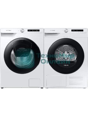 Сушильная машина Samsung DV90T5240AW/LP белый, 9 кг, сушка - тепловой насос, программ - 14, 60 x 85 x 65 см