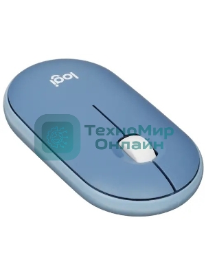 Мышь беспроводная Logitech Pebble M350 синий, 1000 dpi, радиоканал, Bluetooth, USB, кнопки - 3