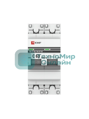 Выключатель автоматический EKF mcb4763-2-63C-pro 2P 63А (C) 4,5kA ВА 47-63 EKF PROxima