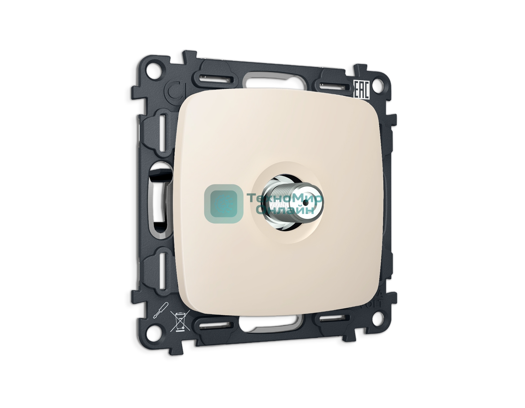 Комплект механизма TV розетки SAT 5-2400MHz 3.5dB OMEGA Бежевый матовый QUANT (OP3330, VM215) MO333050