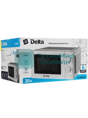 Микроволновая печь Delta DL-84L20 белый, 20 л, 700 Вт, переключатели - поворотный механизм