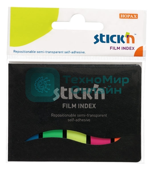 Закладки самоклеящиеся, индексы пластиковые Stick`n 21076 12x45мм, 5 цветов в упаковке, 25 листов, в обложке, европодвес