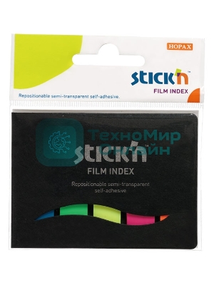 Закладки самоклеящиеся, индексы пластиковые Stick`n 21076 12x45мм, 5 цветов в упаковке, 25 листов, в обложке, европодвес