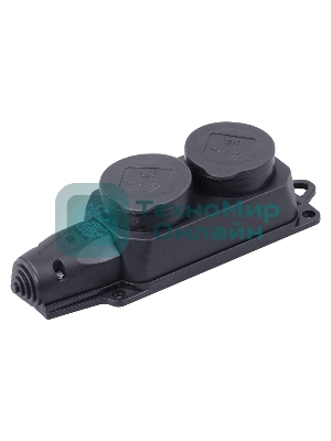 Розетка (колодка) 2-м Омега РБ32-1-0м с защ. крышкой IP44 каучук IEK PKR62-016-2-K02