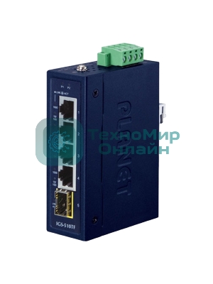 Коммутатор PLANET IGS-510TF IP30 Compact size 4-Port 10/100/1000T + 1-Port 100/1000X SFP Gigabit Ethernet Switch (-40~75 degrees C, dual 9~48V DC/24V AC)