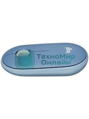 Мышь беспроводная Logitech Pebble M350 синий, 1000 dpi, радиоканал, Bluetooth, USB, кнопки - 3