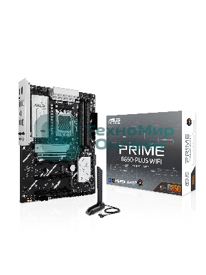 Материнская плата ASUS PRIME B850-PLUS WIFI, AM5, AMD B850, 4xDDR5, 4xSATA, 3xM.2, 1xPCIe 5.0 x16, 1xPCIe 4.0 x16, 2xPCIe 3.0 x1, 1xDP, 1xHDMI, 1x2.5Gb LAN, Wi-Fi 6E, Bluetooth 5.3, 4xUSB-A 10Gbps, 1xUSB-C 10Gbps, 2xUSB-A 5Gbps, 2xUSB-A 2.0, 3x3.5 мм, 7.1, ATX