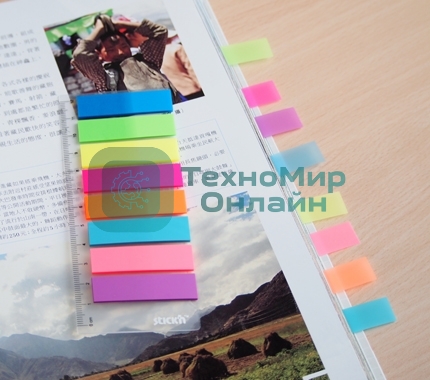 Закладки самоклеящиеся, индексы пластиковые Stick`n 21345 12x45мм, 8 цветов в упаковке, 25 листов, на линейке, европодвес