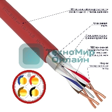 Кабель для пожарной сигнализации Rexant КПСВЭВнг(А)-LS 2x2x1,00 мм², бухта 200 м, 01-4867-1