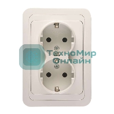 Розетка Makel 2-м СП Mimoza 16А IP20 с заземл. бел./бел.