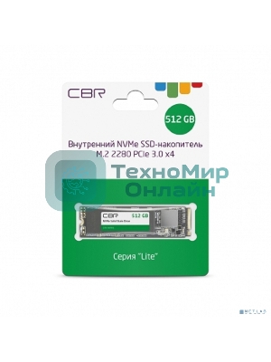 Накопитель SSD NVMe CBR SSD-512Gb-M.2-LT22, 512Gb, M.2 2280, PCIe 3.0 x4, R/W 2100/1600