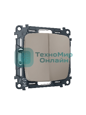 Комплект механизма 2-клавишного перекрестного выключателя 10A-250V OMEGA Серо-бежевый матовый QUANT (OP3630, VM125) MO363030