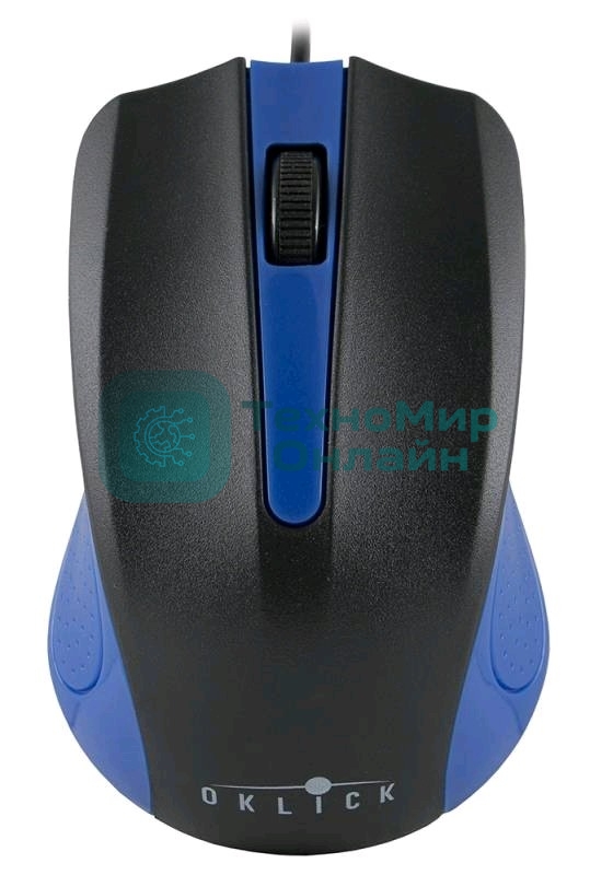Мышь проводная Oklick 225M черный/синий, 1200 dpi, USB, кнопки - 3