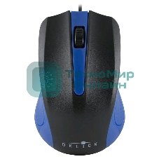 Мышь проводная Oklick 225M черный/синий, 1200 dpi, USB, кнопки - 3