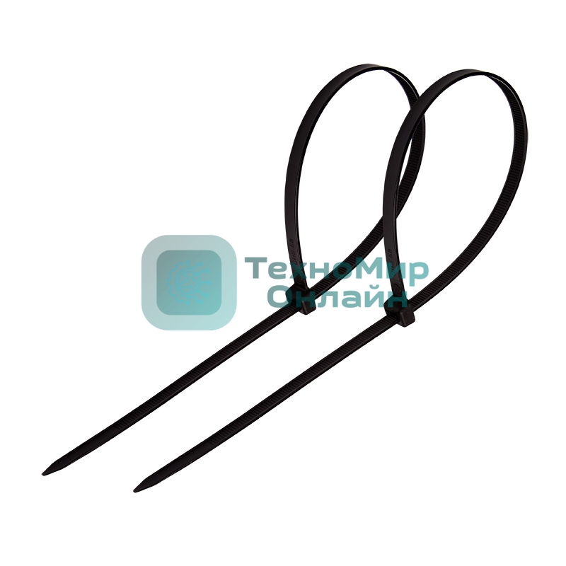 Хомут-стяжка кабельная нейлоновая Rexant 300 x 4,8 мм, черная, упаковка 100 шт.