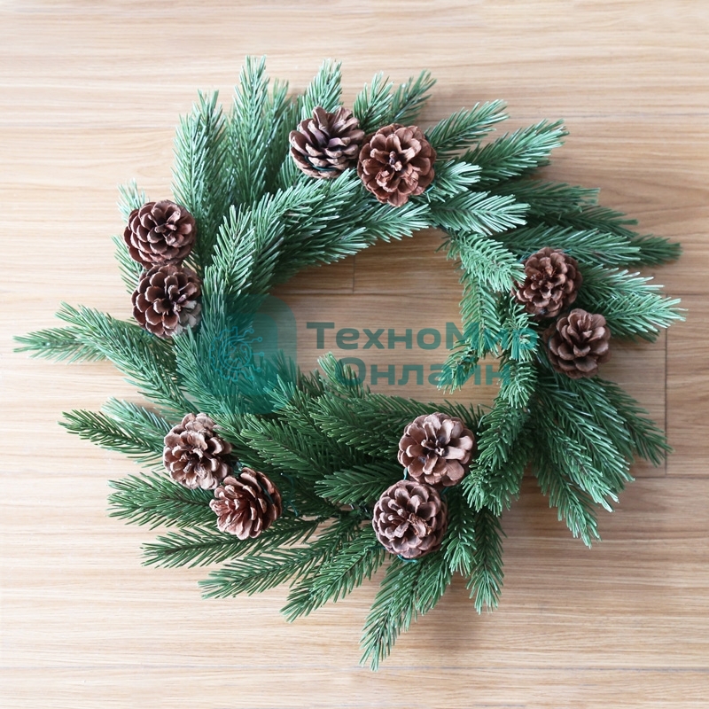 Еловый венок с шишками Neon-night Ø 45 см, Литой