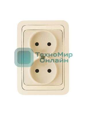 Розетка Makel 2-м СП Mimoza 16А IP20 без заземл. крем/крем.
