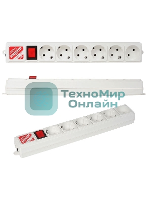 Сетевой фильтр Power Cube B, 3.0 м, 5+1 розетка, серый