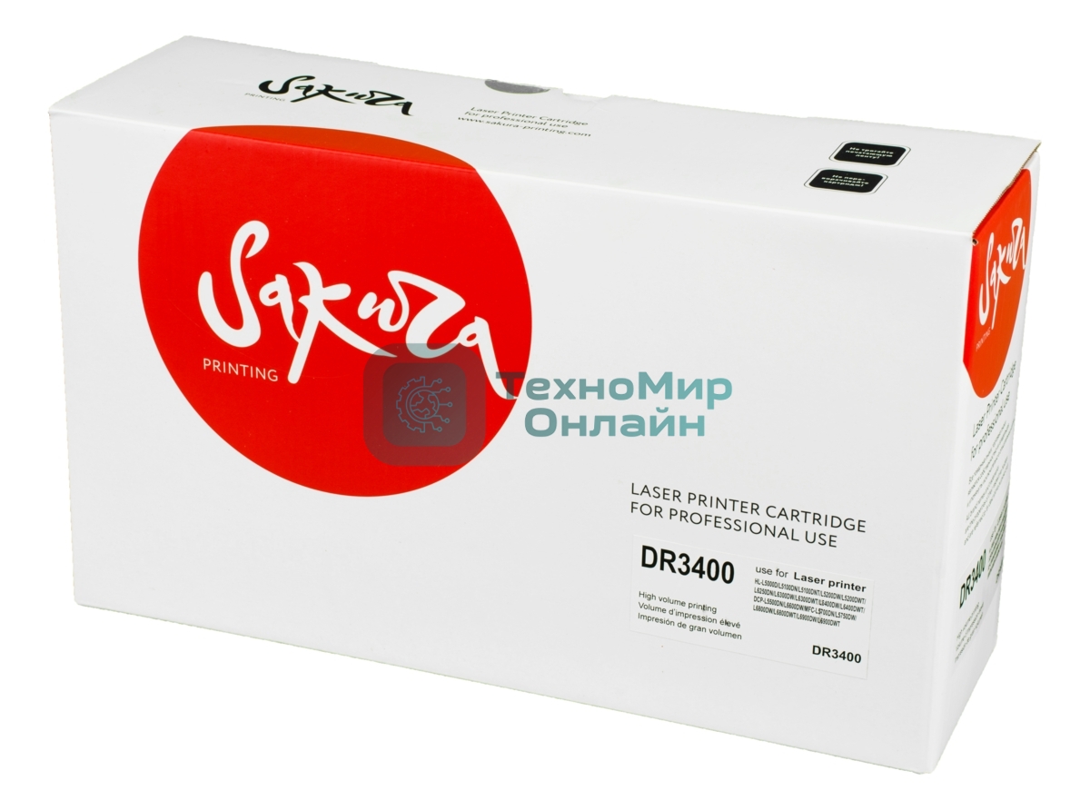 Фотобарабан Sakura DR3400 для Brother HL-L5000D, HL-L5100DN, HL-L5100DNT, HL-L5200DW, HL-L5200DWT, HL-L6250DN, HL-L6300DW, HL-L6300DWT, HL-L6400DW, HL-L6400DWT, DCP-L5500DN, DCP-L6600DW, MFC-L5700DN, MFC-L5750DW, MFC-L6800DW, MFC-L6800DWT, MFC-L6900DW, MFC-L6900DW 50 000 к.