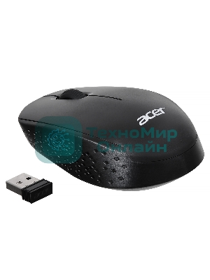 Мышь беспроводная Acer OMR020 черный, 1200 dpi, радиоканал, USB, кнопки - 3
