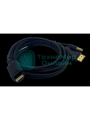 Кабель аудио-видео Buro HDMI (m)/DisplayPort (m) 2м. позолоченные контакты черный