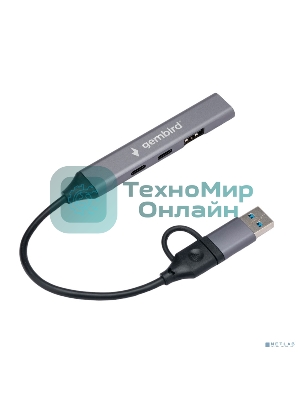 Разветвитель USB 3.0/2.0 Gembird, 4 порта: 2хType-C, 1хUSB 3.0, 1хUSB 2.0, кабель Type-C+USB
