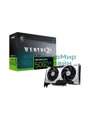 Видеокарта MSI RTX 5060 TI 8G VENTUS 2X PLUS, NVIDIA RTX 5060 Ti, 8 ГБ GDDR7, 128 бит, PCI-e 5.0, 1xHDMI, 3xDP, 2587 МГц