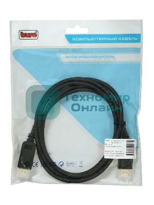 Кабель аудио-видео Buro V.1.2 DisplayPort (m)/DisplayPort (m) 2м. позолоченные контакты черный