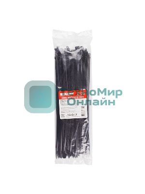 Хомут-стяжка кабельная нейлоновая Rexant 300 x 4,8 мм, черная, упаковка 100 шт.