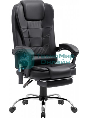 Кресло Defender CARDINAL черный, экокожа, 120 кг, подставка для ног, механизм качания