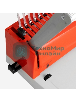 Переплетчик ГЕЛЕОС БП-16 бело-красный на пластиковую пружину, А4, ручная перфорация 16 листов, переплет макс до 500 л., глубина перфорации 2-3-4-5 мм