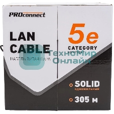 Кабель информационный PROconnect cat.5e UTP 4 пары 24AWG PE внешний 305м черный
