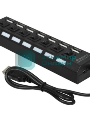 USB-концентратор Gembird UHB-U2P7-02, USB 2.0, USB 7 портов, USB/Адаптер: 5 В / 2 A