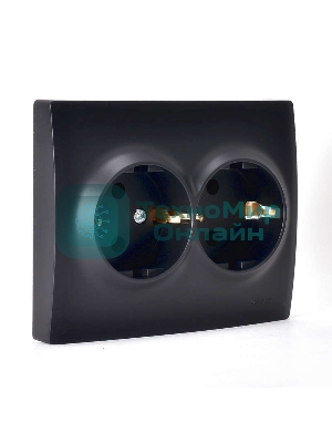 Розетка 2-м СП KARINA термопласт с заземл. черный бархат LEZARD 707-4200-127B