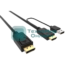 Кабель аудио-видео Buro HDMI (m)/DisplayPort (m) 3м. позолоченные контакты черный