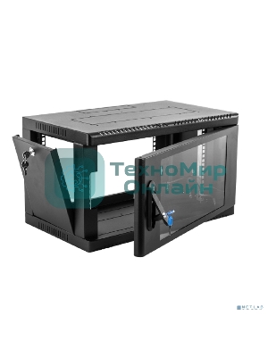 Шкаф коммутационный ЦМО (ШРН-9.650-9005) настенный 9U 600x658мм пер.дв.стекл 200кг черный 600мм 180град.