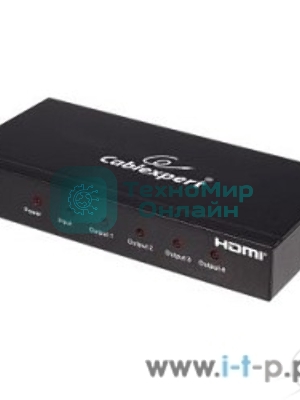 Разветвитель Gembird DSP-4PH4-02 Разветвитель HDMI Cablexpert, HD19F/4x19F, 1 компьютер => 4 монитора, Full-HD, 3D, 1.4v