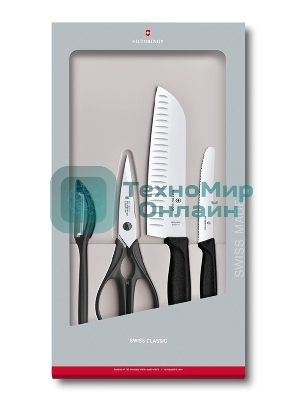 Набор ножей кухонных Victorinox Swiss Classic Kitchen (6.7133.4G) компл.: 4 шт черный, подар. коробка