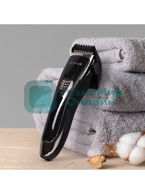 Набор для стрижки Galaxy Line GL 4165, черный, 3 Вт, время непрерывной работы до 1,5 ч, время зарядки около 2 часов, аккум. Li-Ion 3,7 В, емкость аккум. 600 мА*ч, лезвия из нержав. стали, ширина лезвия 40 мм, 2 насадки-расчески (3 и 6 мм, 9 и 12 мм), USB зарядка