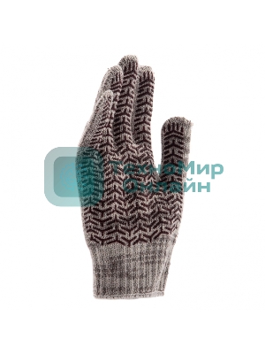 Перчатки трикотажные Сибртех усиленные, гелевое ПВХ-покрытие, 7 класс, бело-серый меланж