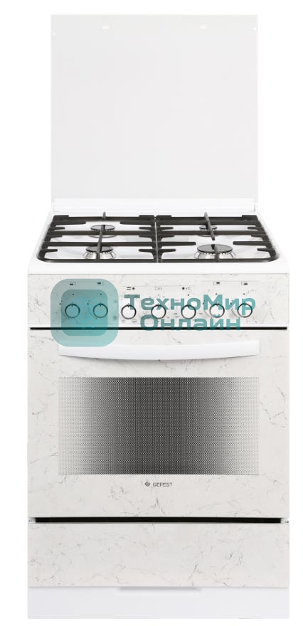 Плита комбинированная Gefest ПГЭ 6302-03 0052 белый, конфорок 4 газовых, духовка 55 л, 60 см x 85 см x 60 см