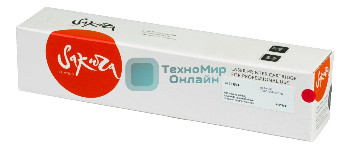 Картридж Sakura 44973541 для OKI C301/321/MC332/342, желтый, 1500 к.