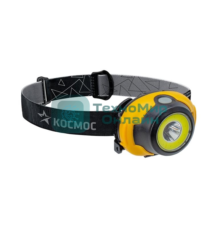 Фонарь налобный Космос 3Вт COB LED 3 режима работы питание 3хAAA